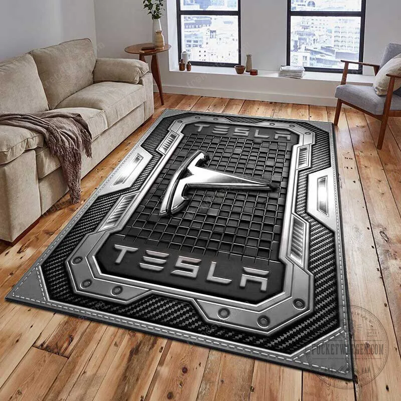 Tesla Logo Red and Black Industrial Style Welcome Floor Mat Rug 18 Tesla Logo Red and Black Industrial Style Welcome Floor Mat Rug