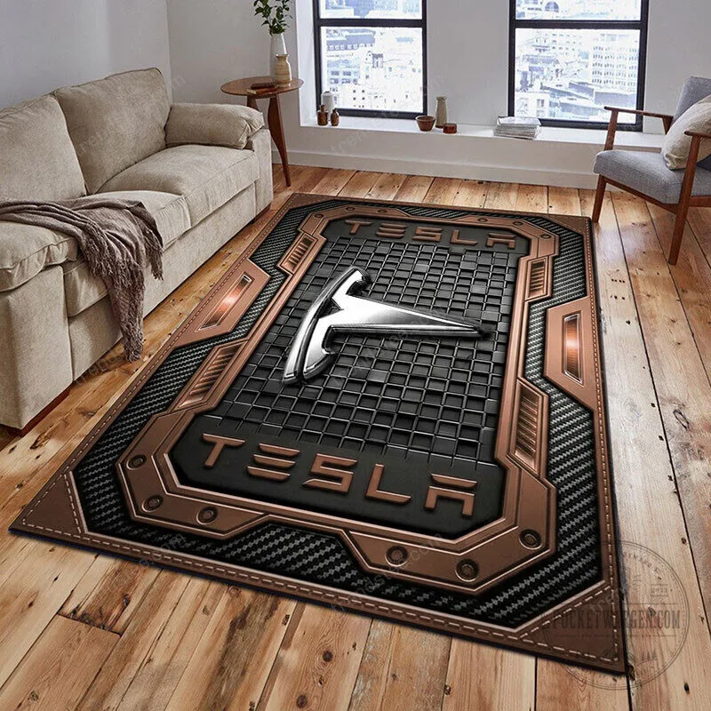 Tesla Logo Red and Black Industrial Style Welcome Floor Mat Rug 20 Tesla Logo Red and Black Industrial Style Welcome Floor Mat Rug