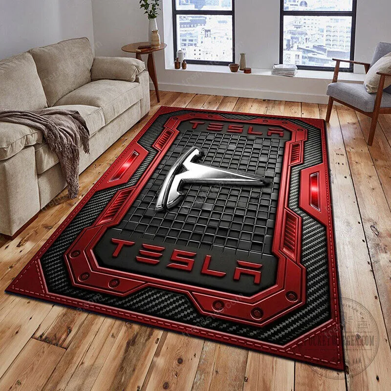 Tesla Logo Red and Black Industrial Style Welcome Floor Mat Rug 21 Tesla Logo Red and Black Industrial Style Welcome Floor Mat Rug