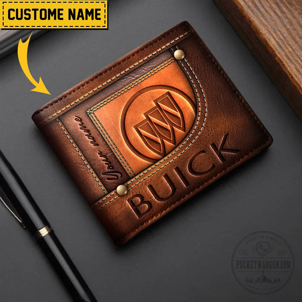 Buick Logo Custom Name Brown Leather Wallet for Men 8 Buick Logo Custom Name Brown Leather Wallet for Men