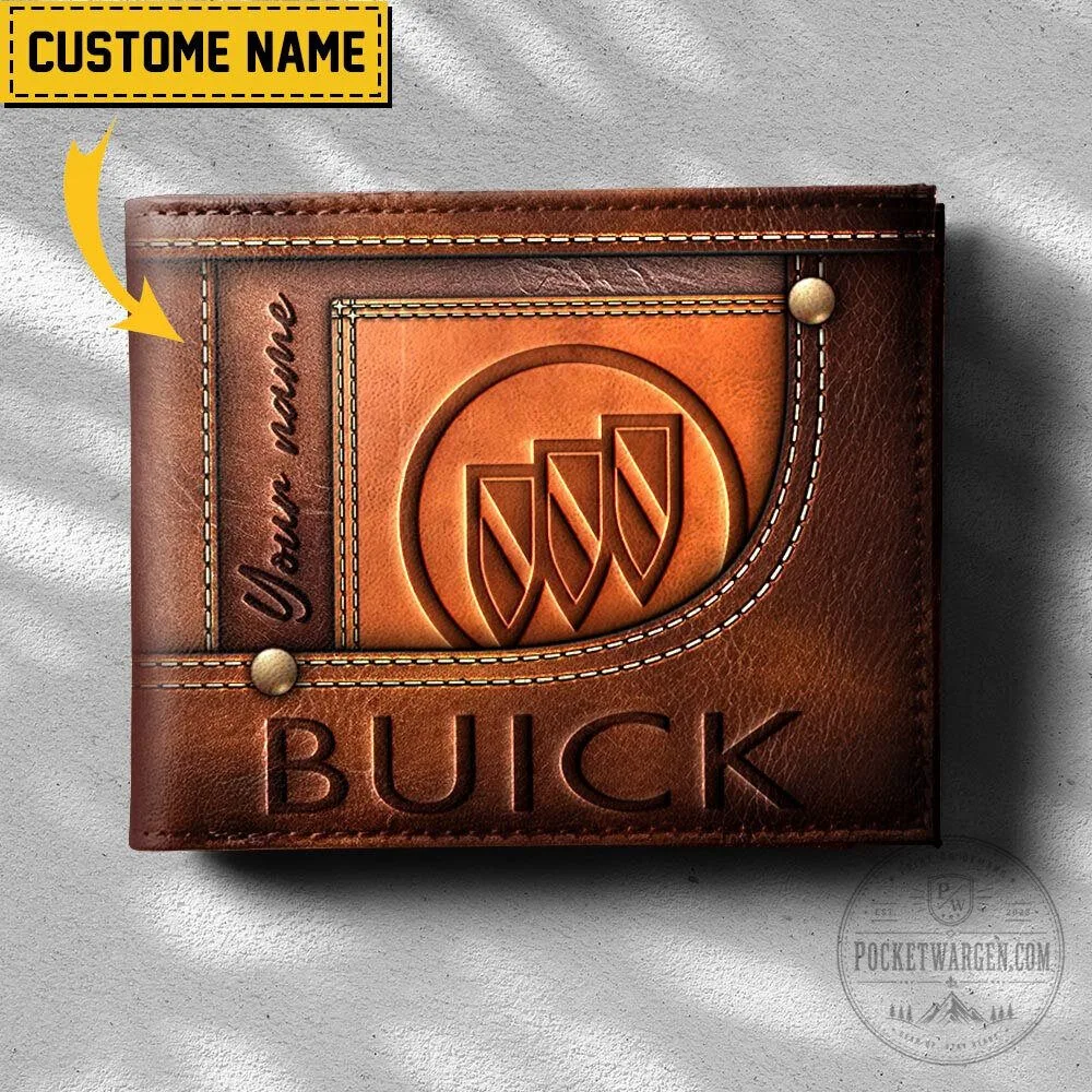 Buick Logo Custom Name Brown Leather Wallet for Men 9 Buick Logo Custom Name Brown Leather Wallet for Men