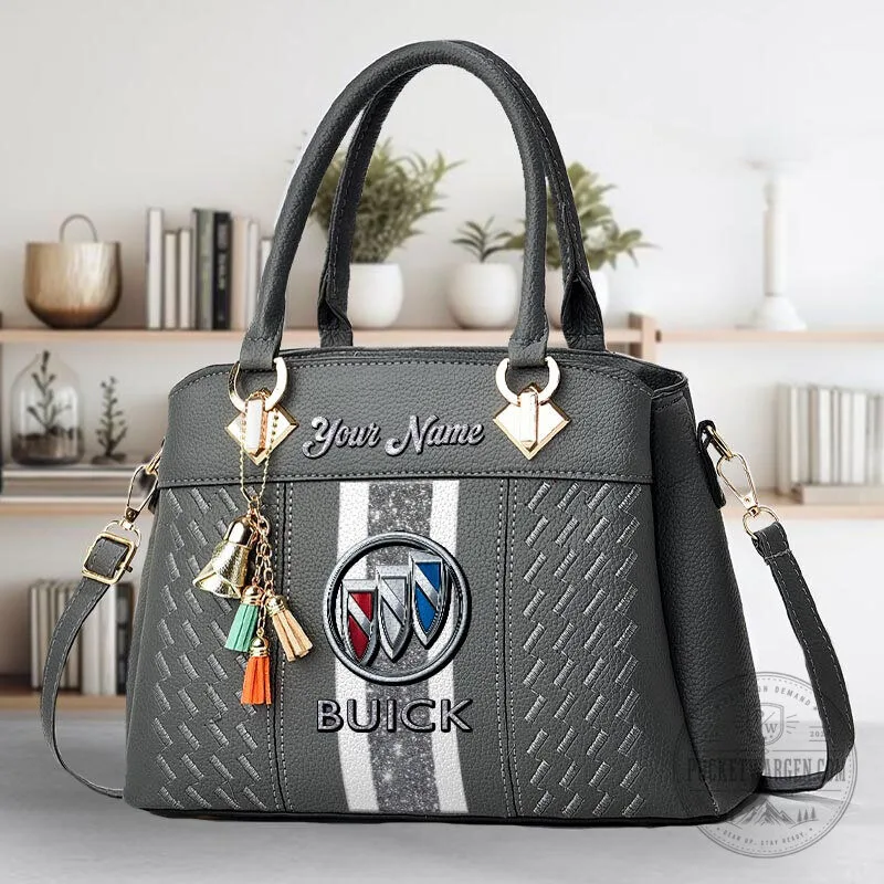 Buick Car Logo Custom Name Black Leather Handbag for Women 20 Buick Car Logo Custom Name Black Leather Handbag for Women