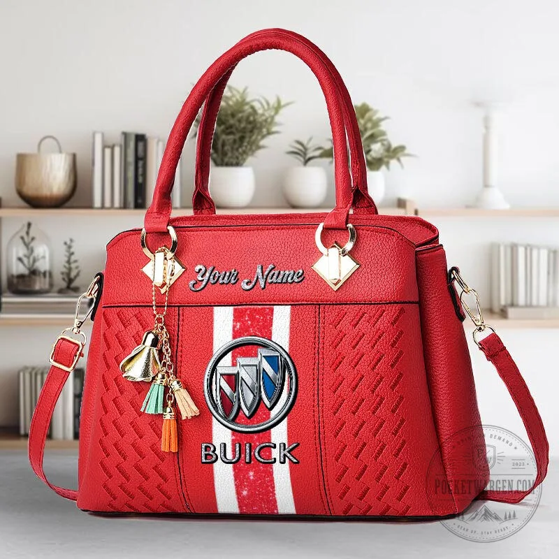 Buick Car Logo Custom Name Black Leather Handbag for Women 21 Buick Car Logo Custom Name Black Leather Handbag for Women