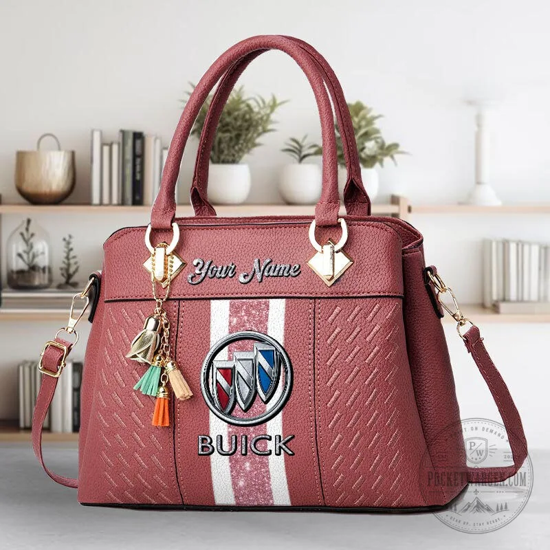 Buick Car Logo Custom Name Black Leather Handbag for Women 22 Buick Car Logo Custom Name Black Leather Handbag for Women