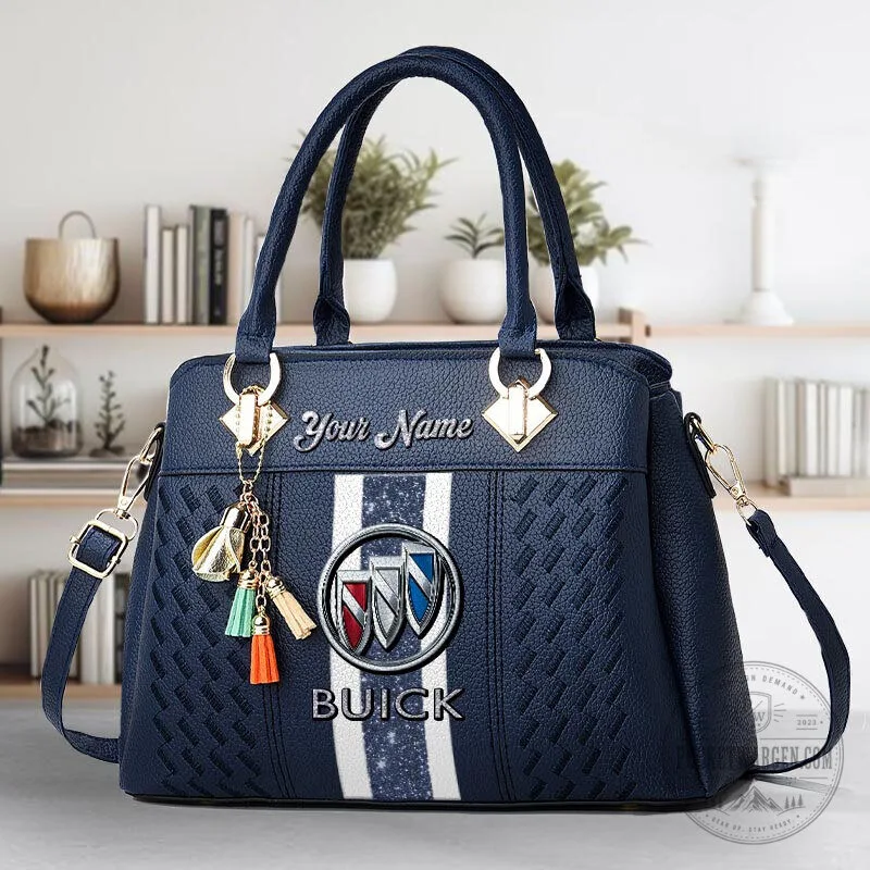 Buick Car Logo Custom Name Black Leather Handbag for Women 23 Buick Car Logo Custom Name Black Leather Handbag for Women