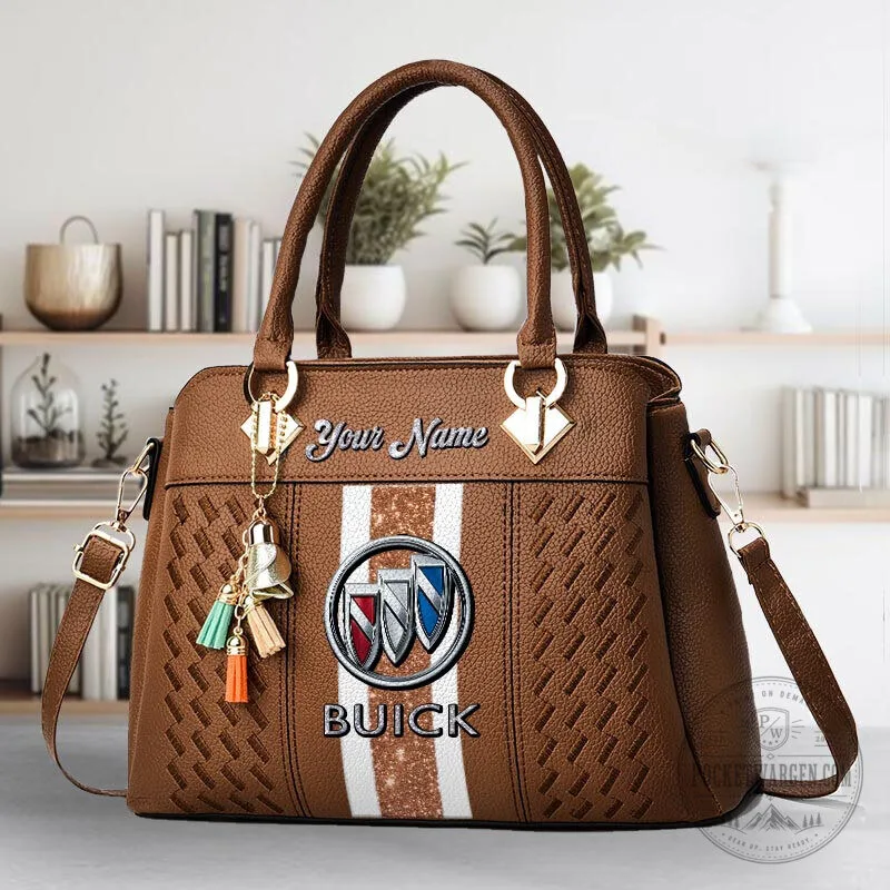 Buick Car Logo Custom Name Black Leather Handbag for Women 24 Buick Car Logo Custom Name Black Leather Handbag for Women