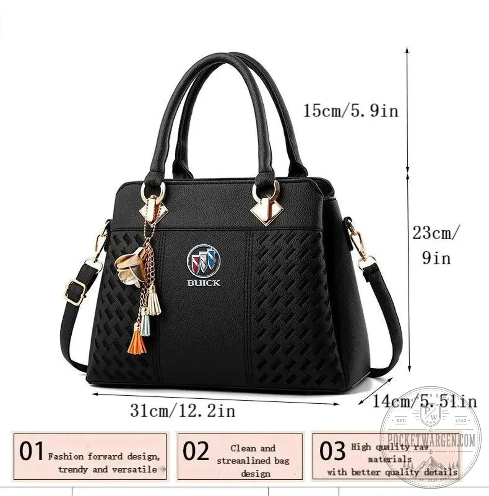 Buick Car Logo Custom Name Black Leather Handbag for Women 25 Buick Car Logo Custom Name Black Leather Handbag for Women