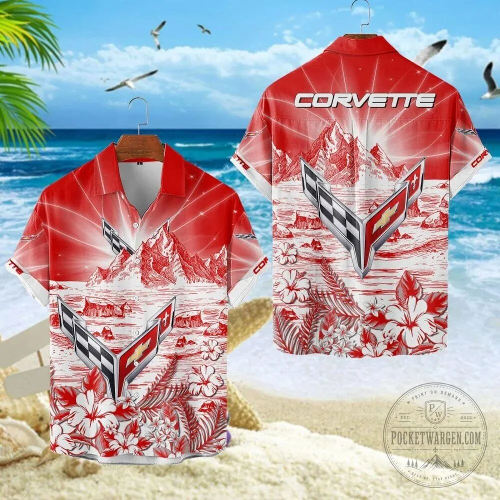 Corvette Logo Hawaiian Shirt Summer Beach Vacation Apparel 2 Corvette Logo Hawaiian Shirt Summer Beach Vacation Apparel