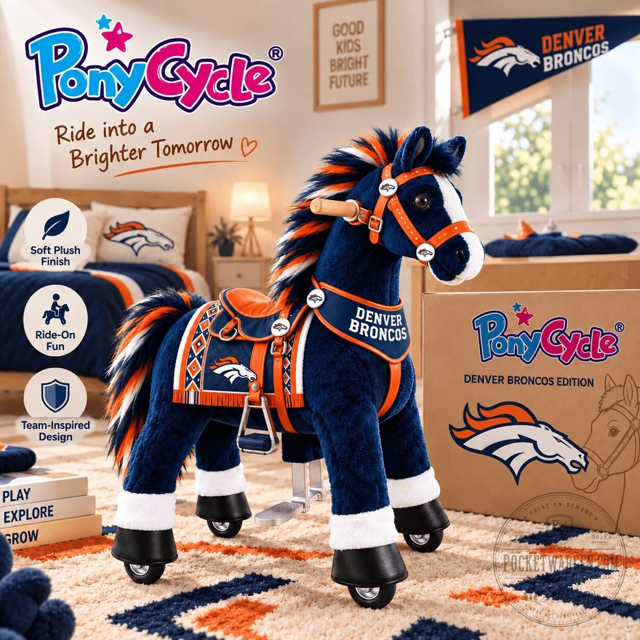 Denver Broncos Rideable Plush Horse Toy 5 Denver Broncos Rideable Plush Horse Toy