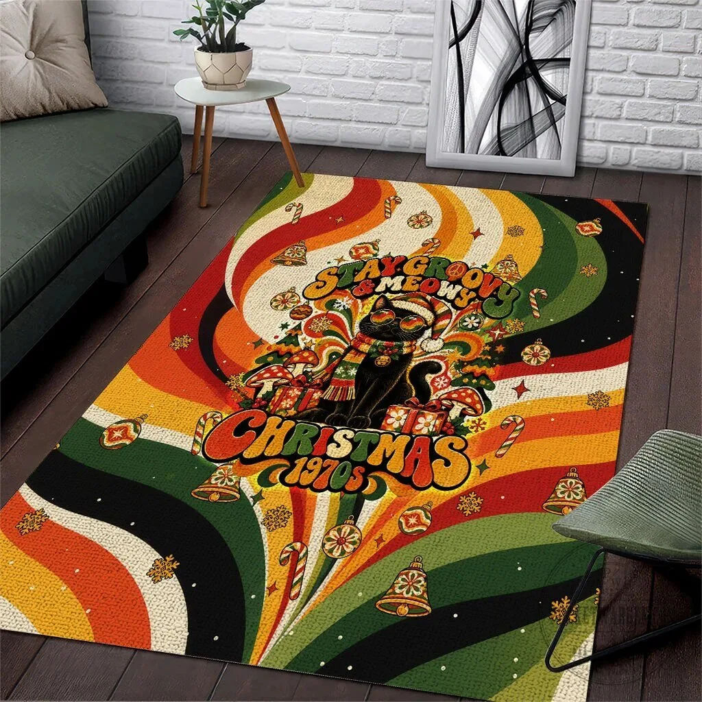 Stay Groovy And Meows Christmas 1970s Black Cat Vintage Retro Holiday Rug 9 Stay Groovy And Meows Christmas 1970s Black Cat Vintage Retro Holiday Rug