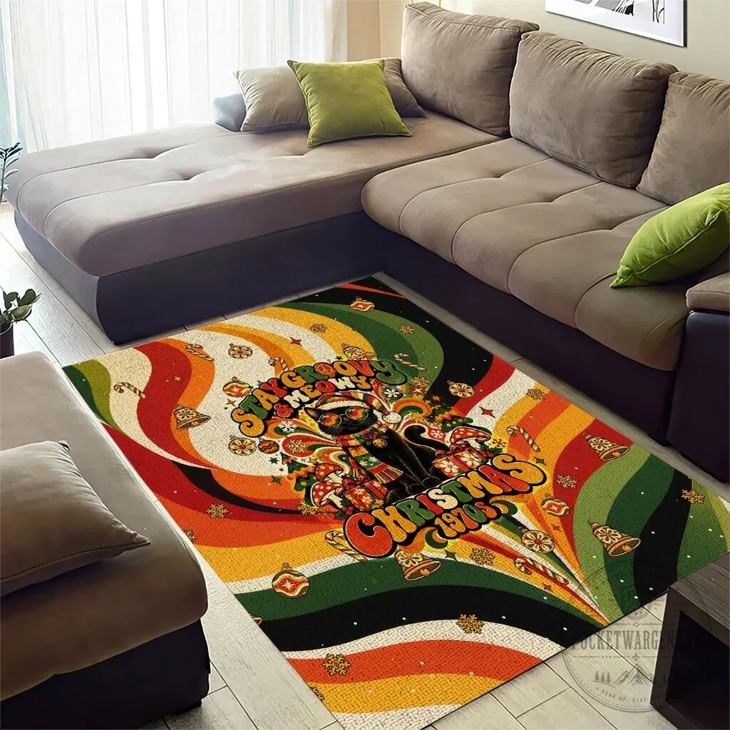 Stay Groovy And Meows Christmas 1970s Black Cat Vintage Retro Holiday Rug 11 Stay Groovy And Meows Christmas 1970s Black Cat Vintage Retro Holiday Rug