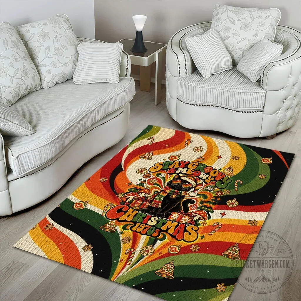 Stay Groovy And Meows Christmas 1970s Black Cat Vintage Retro Holiday Rug 12 Stay Groovy And Meows Christmas 1970s Black Cat Vintage Retro Holiday Rug
