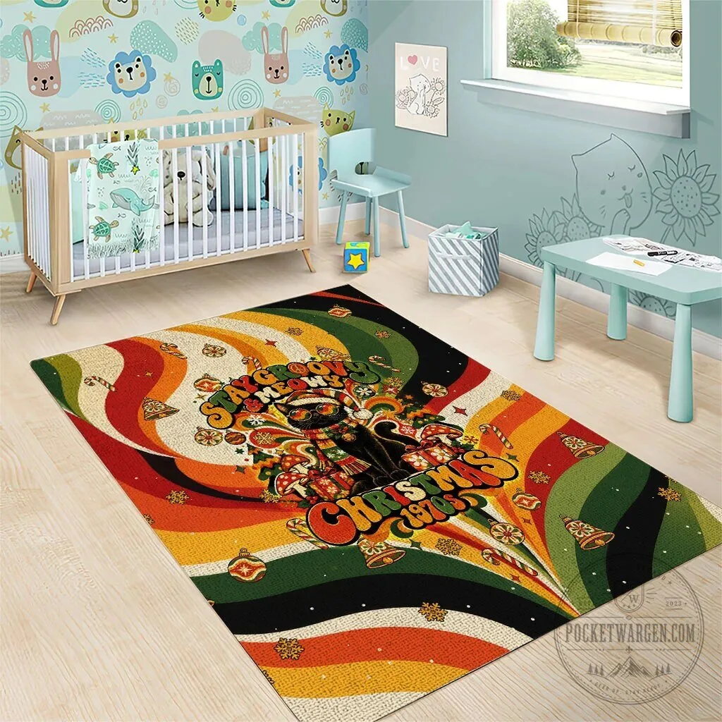 Stay Groovy And Meows Christmas 1970s Black Cat Vintage Retro Holiday Rug 13 Stay Groovy And Meows Christmas 1970s Black Cat Vintage Retro Holiday Rug
