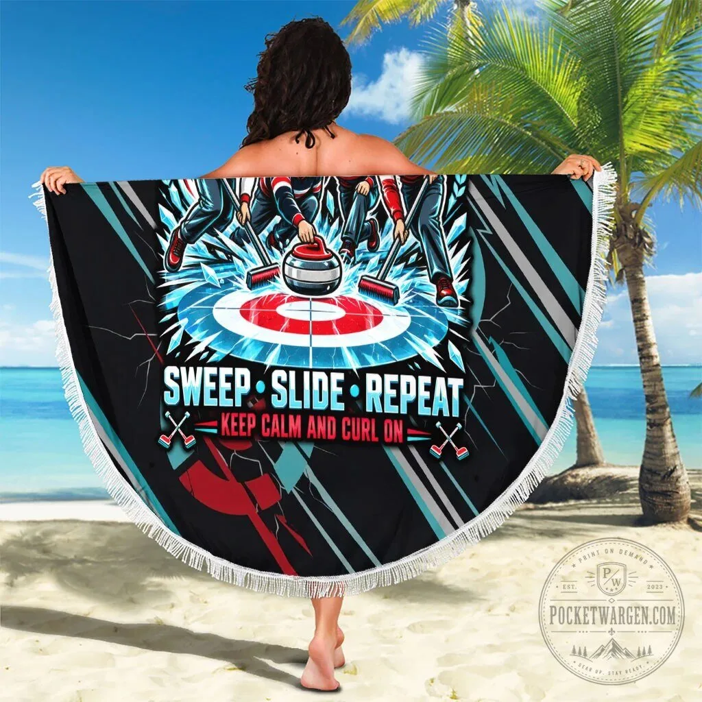 Hurry Hard Curling My House My Rules Sweep Slide Repeat Round Beach Blanket 12 Hurry Hard Curling My House My Rules Sweep Slide Repeat Round Beach Blanket