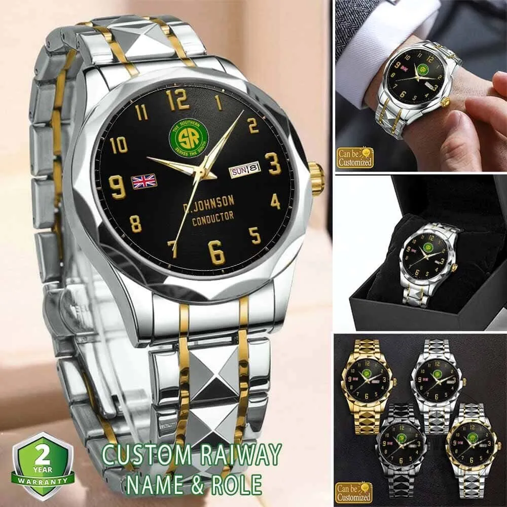 Southern Railway Stainless Steel Watch with Custom Name and Role Engraving 7 Southern Railway Stainless Steel Watch with Custom Name and Role Engraving