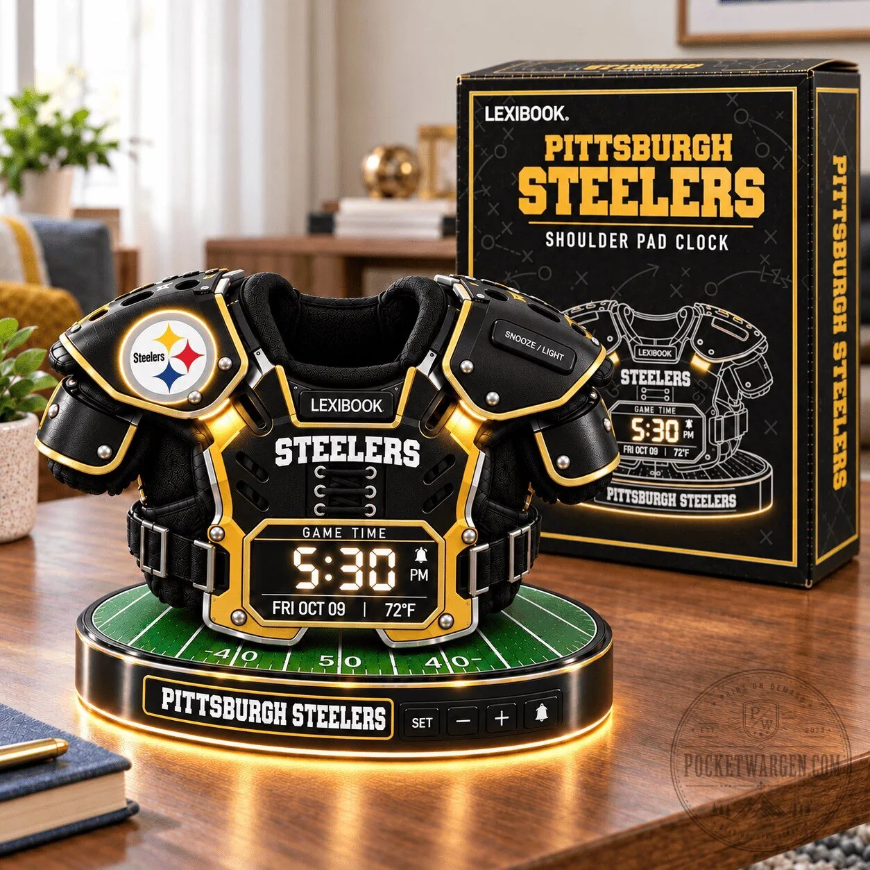 Pittsburgh Steelers Football Shoulder Pad Digital Alarm Clock 3 Pittsburgh Steelers Football Shoulder Pad Digital Alarm Clock