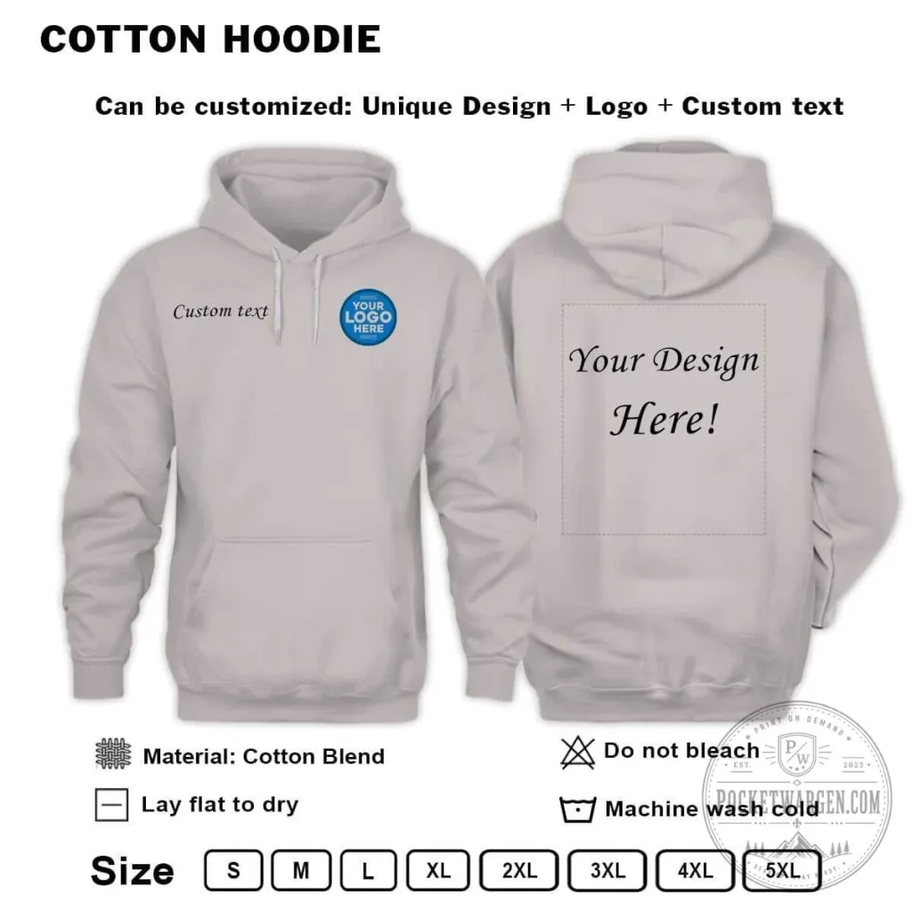 Customizable Cotton Blend Hoodie with Personalized Design and Text Options Customizable Cotton Blend Hoodie with Personalized Design and Text Options