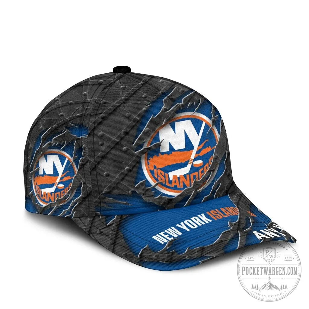 New York Islanders Personalized Black Metal Design Classic Cap 10 New York Islanders Personalized Black Metal Design Classic Cap