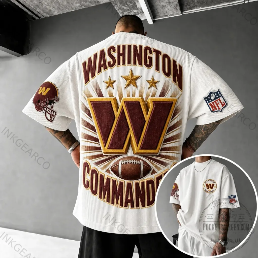 Washington Commanders Football Team Logo Graphic Print Oversized T-Shirt Washington Commanders Football Team Logo Graphic Print Oversized T-Shirt