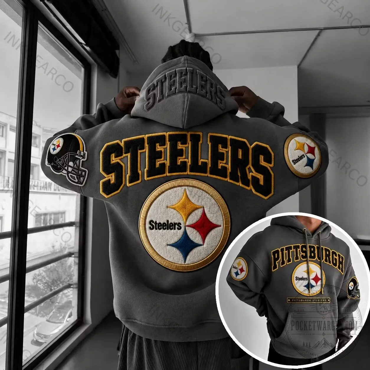 Pittsburgh Steelers Embroidered Logo Football Team Hoodie 3 Pittsburgh Steelers Embroidered Logo Football Team Hoodie