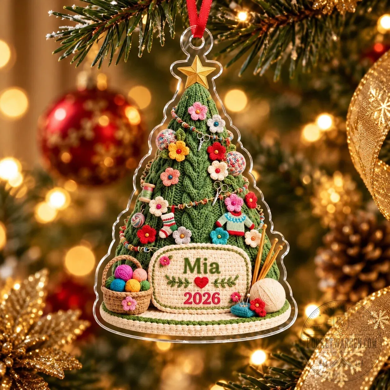 Personalized Crochet Christmas Tree Ornament, Custom Name Yarn Lover Gift 12 Personalized Crochet Christmas Tree Ornament, Custom Name Yarn Lover Gift