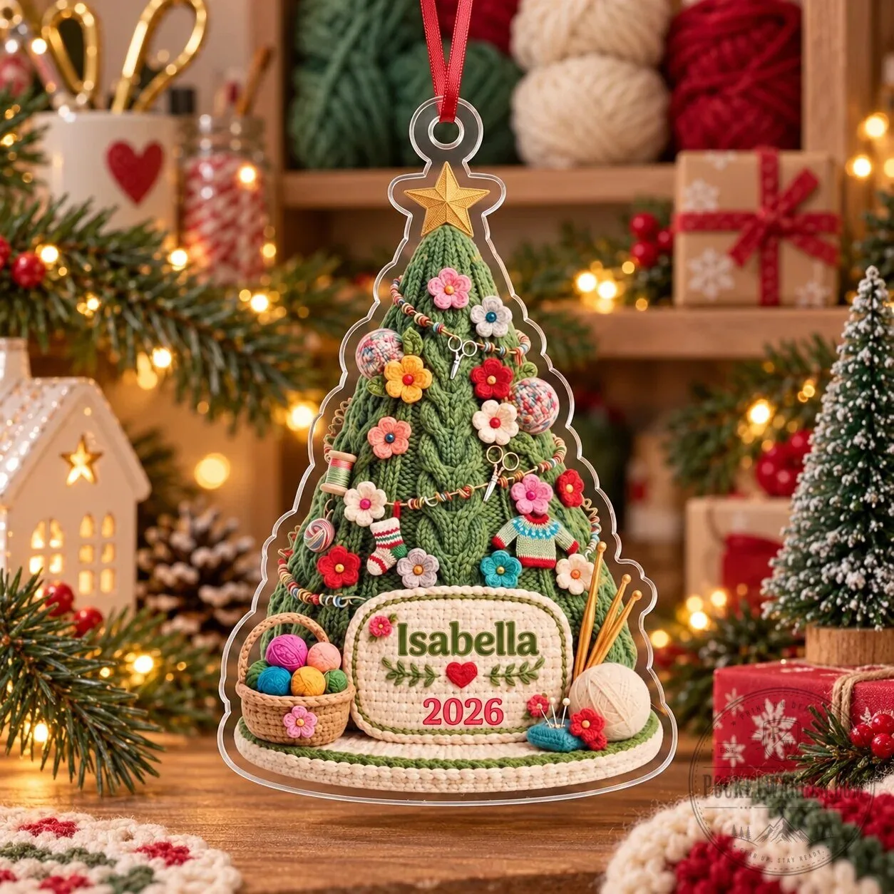 Personalized Crochet Christmas Tree Ornament, Custom Name Yarn Lover Gift 14 Personalized Crochet Christmas Tree Ornament, Custom Name Yarn Lover Gift