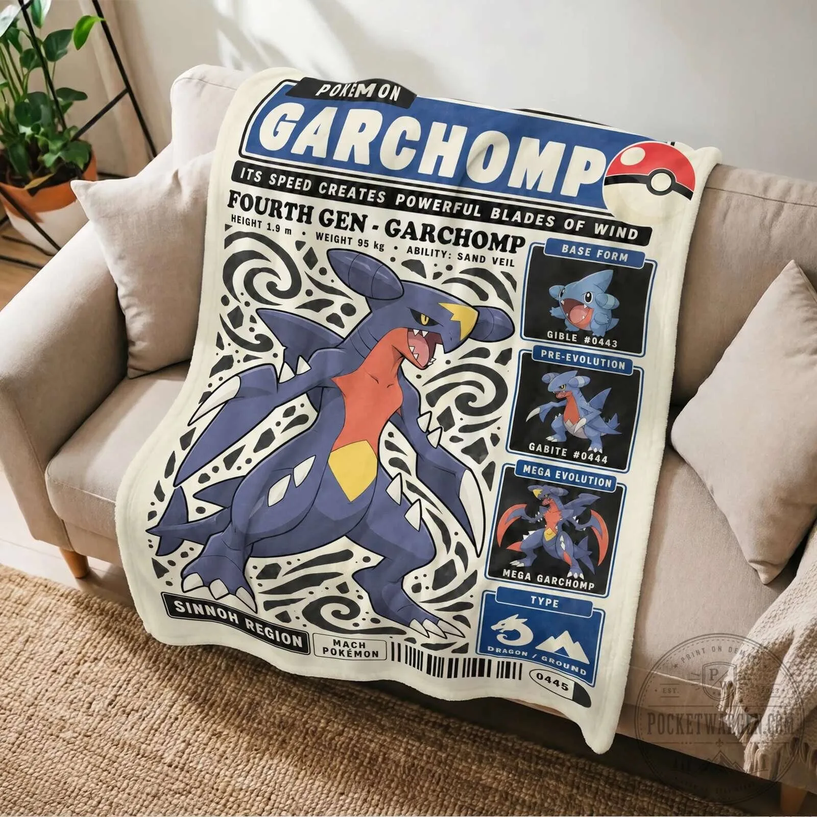 Pokemon Garchomp Evolution Chart Retro Design Soft Fleece Blanket 4 Pokemon Garchomp Evolution Chart Retro Design Soft Fleece Blanket